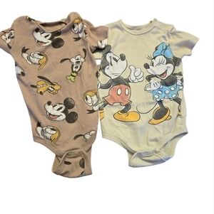 Disney Mickey and Friends Kids One Piece Set - Brown and Cream 18 Months